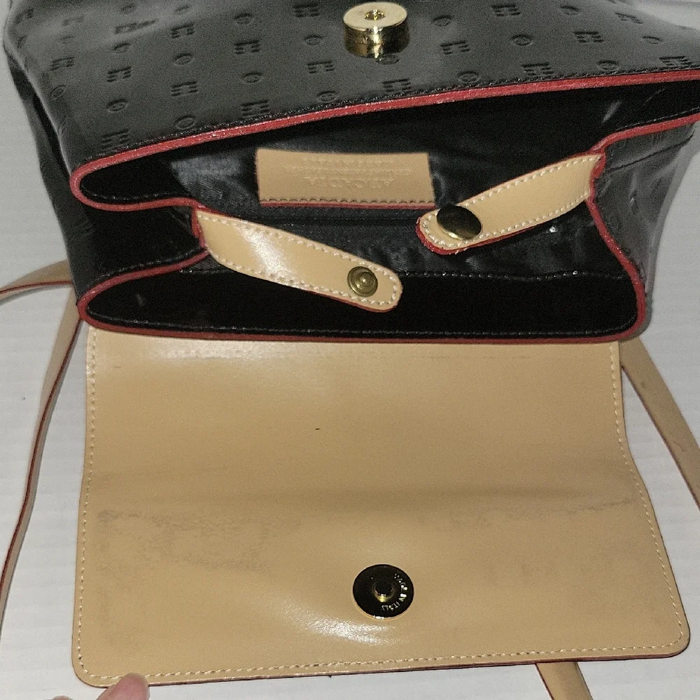 Arcadia Black Italian Patent Leather Backpack Bag Handbag Purse Women's Woman's